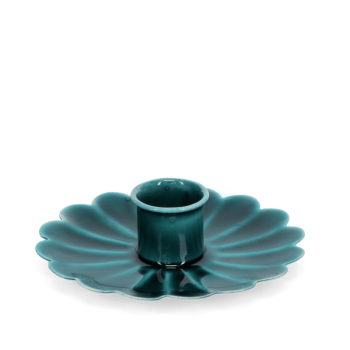 Flacher Kerzenhalter Blume blau
