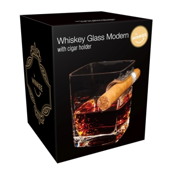 Whiskey Glas mit Zigarrenablage Modern