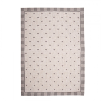 Geschirrtuch Heart Beige-Grau - Kariert mit Herzen