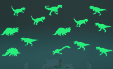 Dinosaurier Aufkleber nachts leuchtend  9er Set