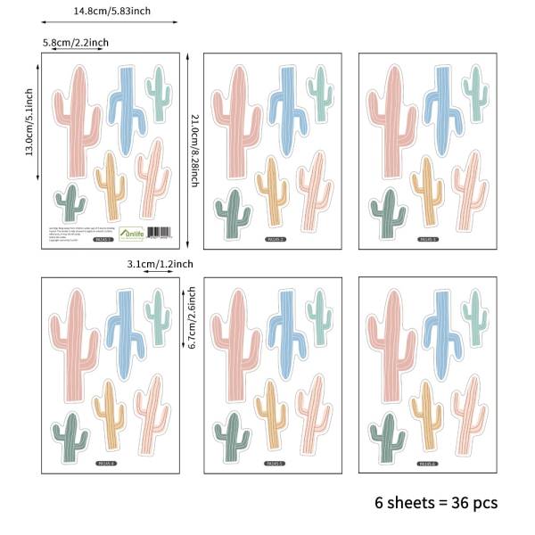 36 Kaktus Aufkleber