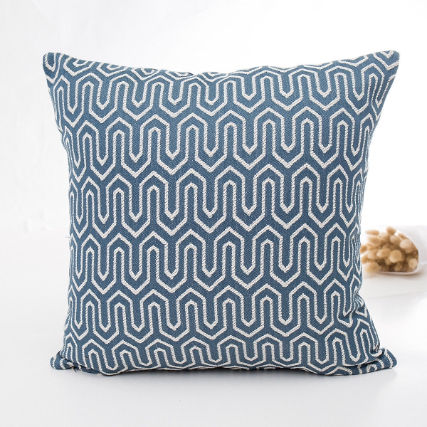 Jacquard Kissenbezug Blau Muster