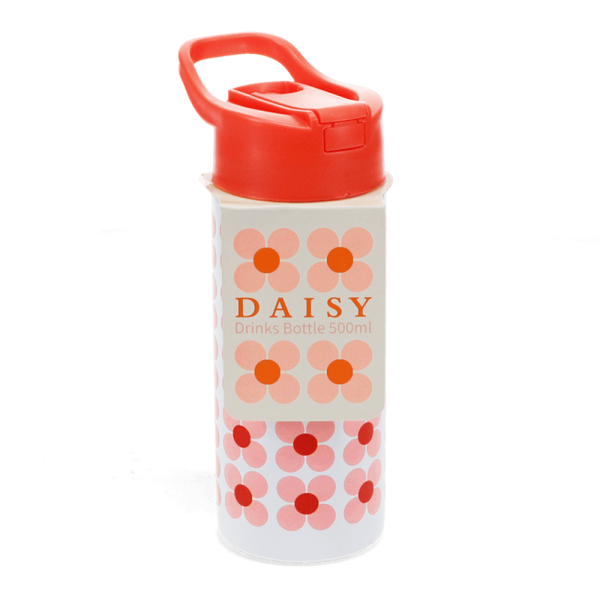 Trinkflasche Daisy pink mit Druckknopfdeckel