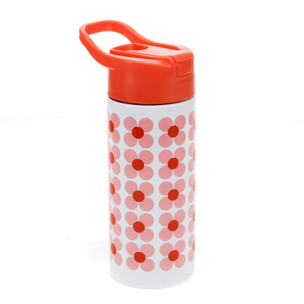 Trinkflasche Daisy pink mit Druckknopfdeckel