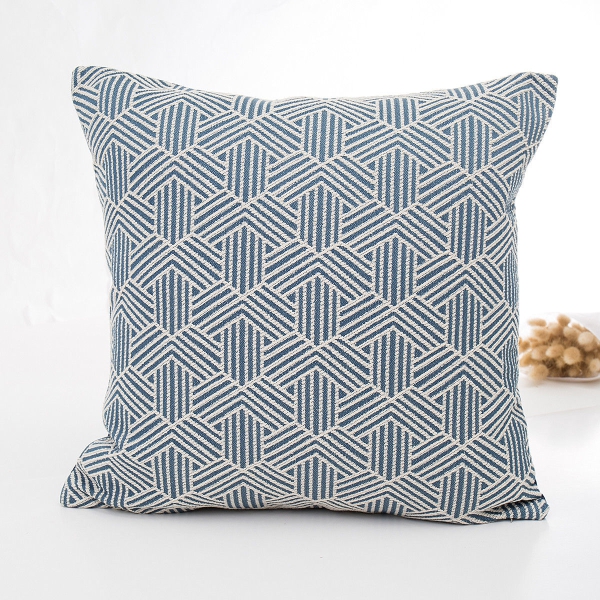 Jacquard Kissenbezug Blau Muster