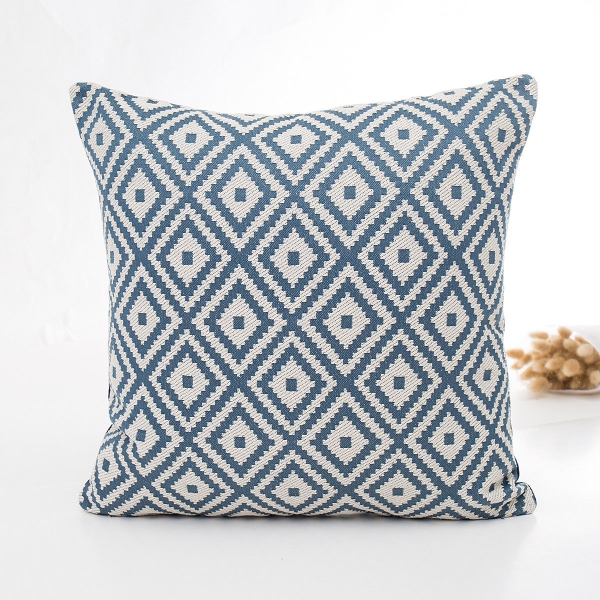 Jacquard Kissenbezug Blau Muster