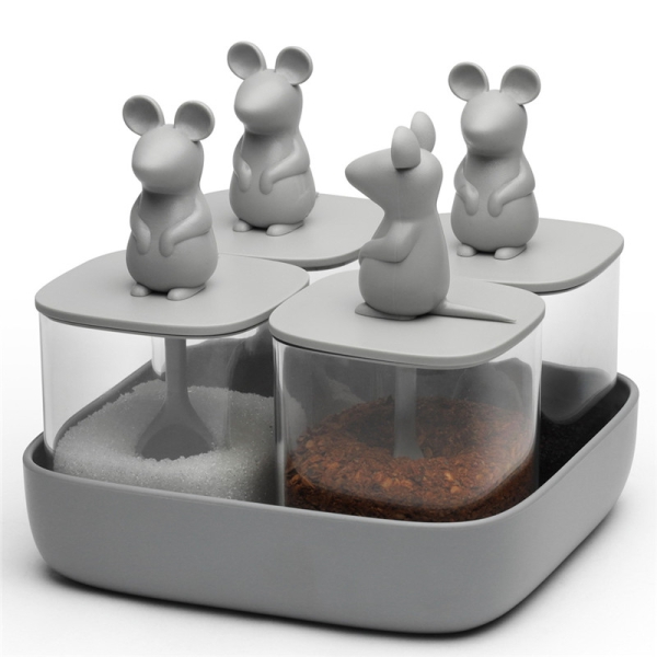 Seasoning Behälter Set Lucky Mouse mit Tablett