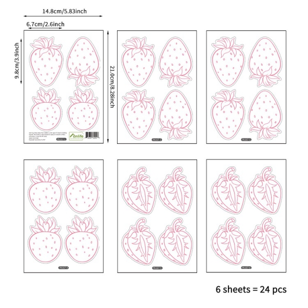 24 Aufkleber Erdbeere