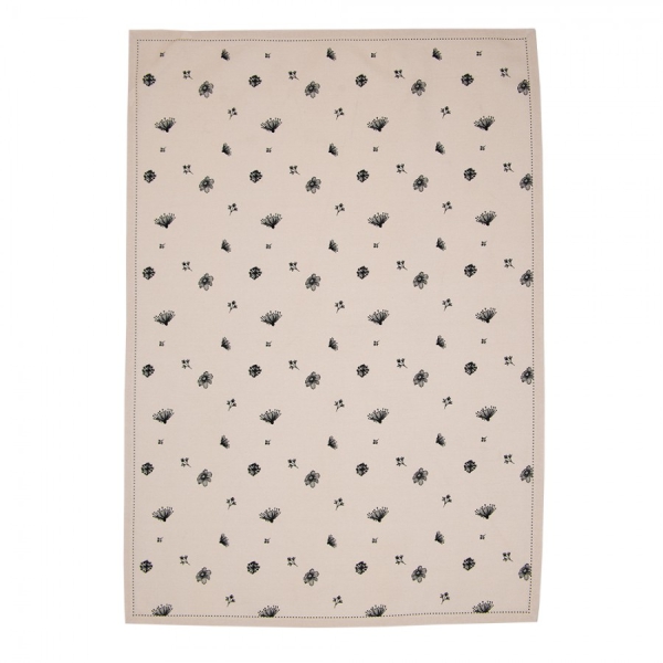 Geschirrtuch Blumen Beige-Schwarz